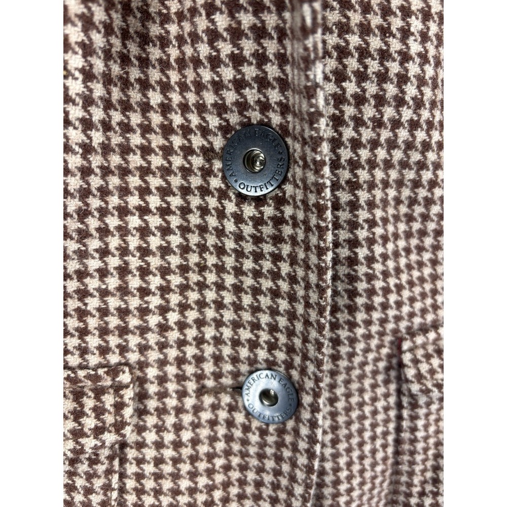 American Eagle VTG Wool Blend Tailored‎ Houndstooth Blazer Size M Dark Academia - Picture 7 of 16